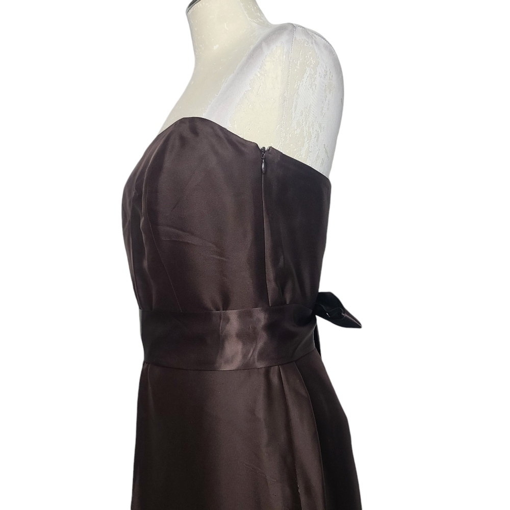 Ann Taylor Brown Strapless Sleeveless Maxi Belted Size Zip Dress 8 - Picture 4 of 11